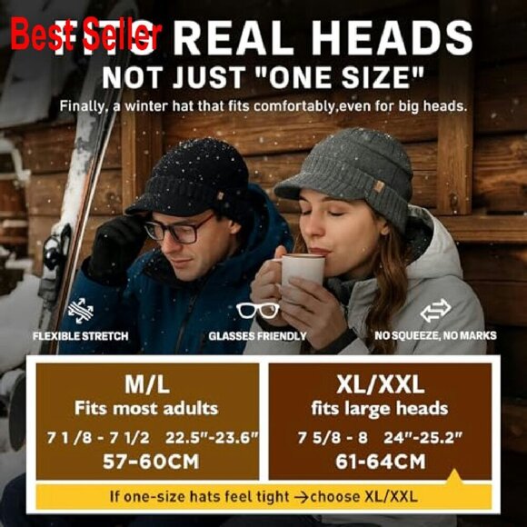 Merino Wool Blend Winter Beanie Fleece Lined Waterproof Brim Visor Cap Unisex main image 5